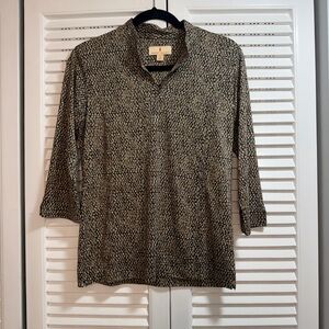 Sport Haley Black and Tan Patterned Blouse